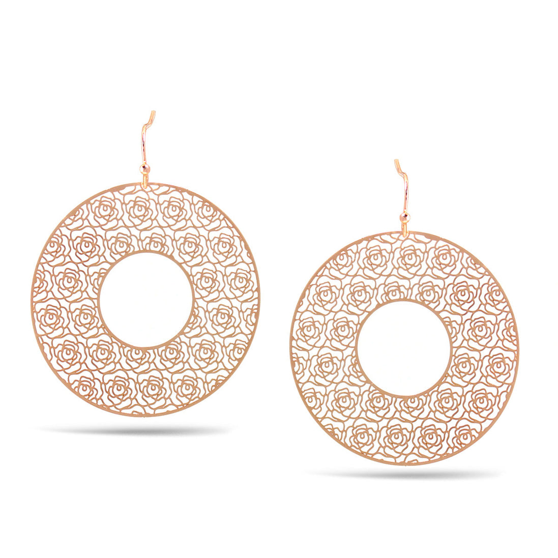 Rose Gold Flower Filigree Round Post Earrings