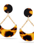 Round And Half Moon Tortoise Shell Acetate Resin Gold Post Earrings