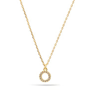 Gold Small Circle Crystal Pendant Adjustable Length Short Chain Necklace
