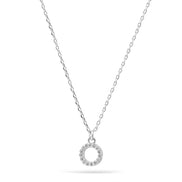 Rhodium Small Circle Crystal Pendant Adjustable Length Short Chain Necklace