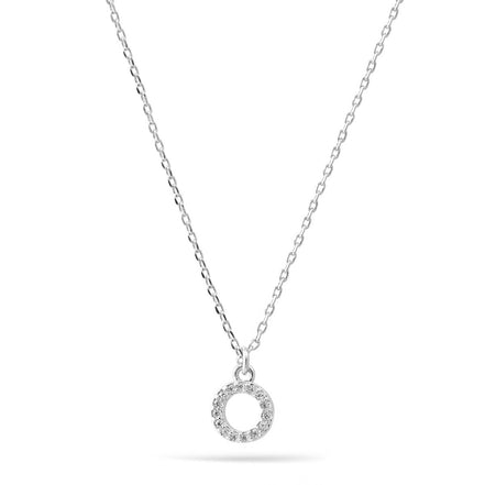 Rhodium Small Circle Crystal Pendant Adjustable Length Short Chain Necklace