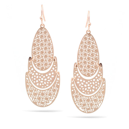 Rose Gold Teardrop Filigree Post Earrings