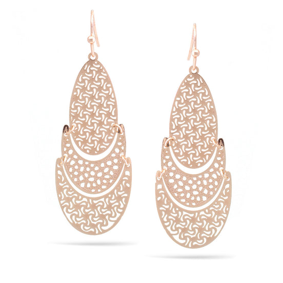 Rose Gold Teardrop Filigree Post Earrings
