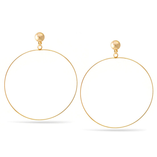Gold Circle Post Dangle Earrings
