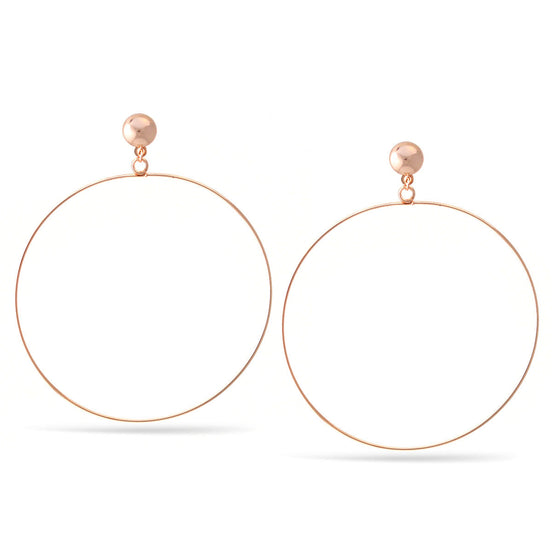 Rose Gold Circle Post Dangle Earrings