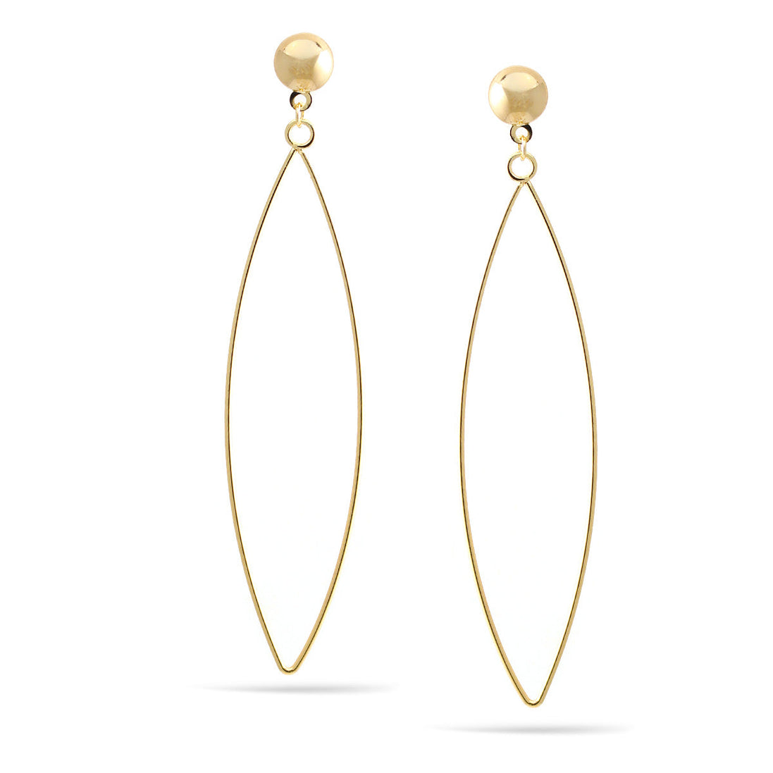 Gold Marquise Post Earrings