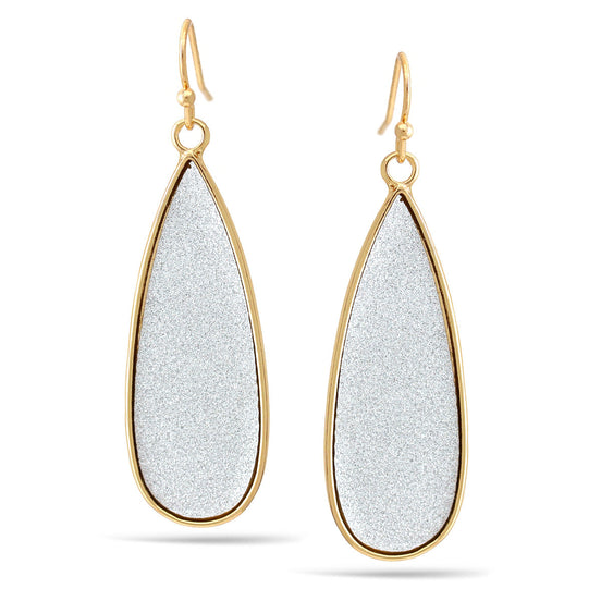 Gold Teardrop Glitter Drop Earrings 