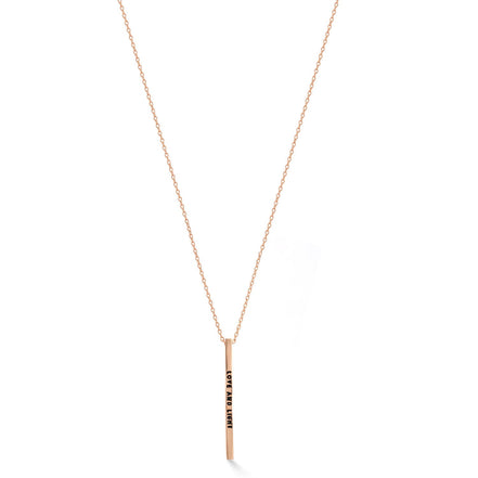 Rose Gold "Love And Light" Bar Pendant Adjustable Length Chain Necklace