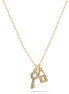 Gold Key And Lock Crystal Pendant Adjustable Length Chain Necklace