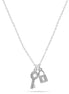 Rhodium Key And Lock Crystal Pendant Adjustable Length Chain Necklace