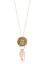 Rose Gold Wood Circle Pendant Adjustable Length Chain Necklace