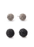Black And Hematite Ball Set Of 2 Post Earrings