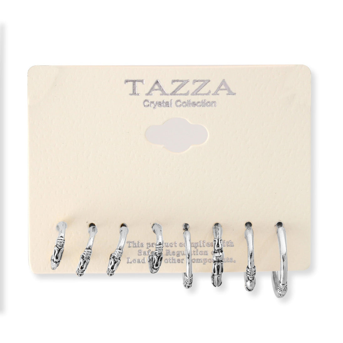 Rhodium Set Of 4 Post Earrings