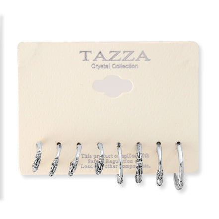 Rhodium Set Of 4 Post Earrings