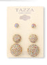 Aurore Boreale Rhinestone Crystal Set Of 3 Round Gold Post Earrings