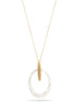 Matte Gold Ivory Acetate Resin Oval Pendant Adjustable Length Gold Chain Necklace