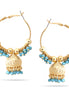 Gold Turquoise Dogra Jhumka Chandelier Hoop Earrings