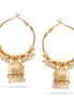 Gold Cream Pearl Dogra Jhumka Chandelier Hoop Earrings