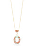 Green And Pink Shell Acetate Resin Oval Gold Pendant Adjustable Length Gold Chain Necklace