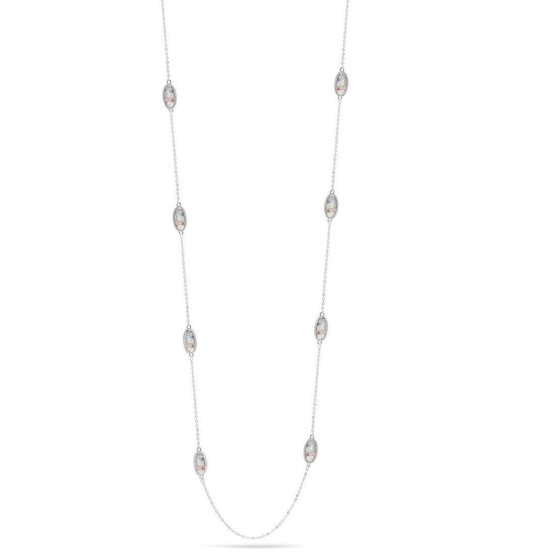 Rhodium Long Necklace 