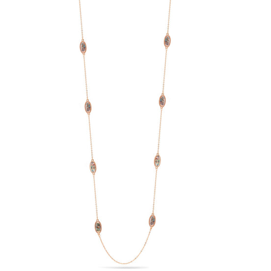 Rose Gold Abalone Long Necklace 