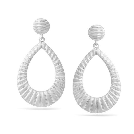 Silver Stripe Teardrop Post Earrings