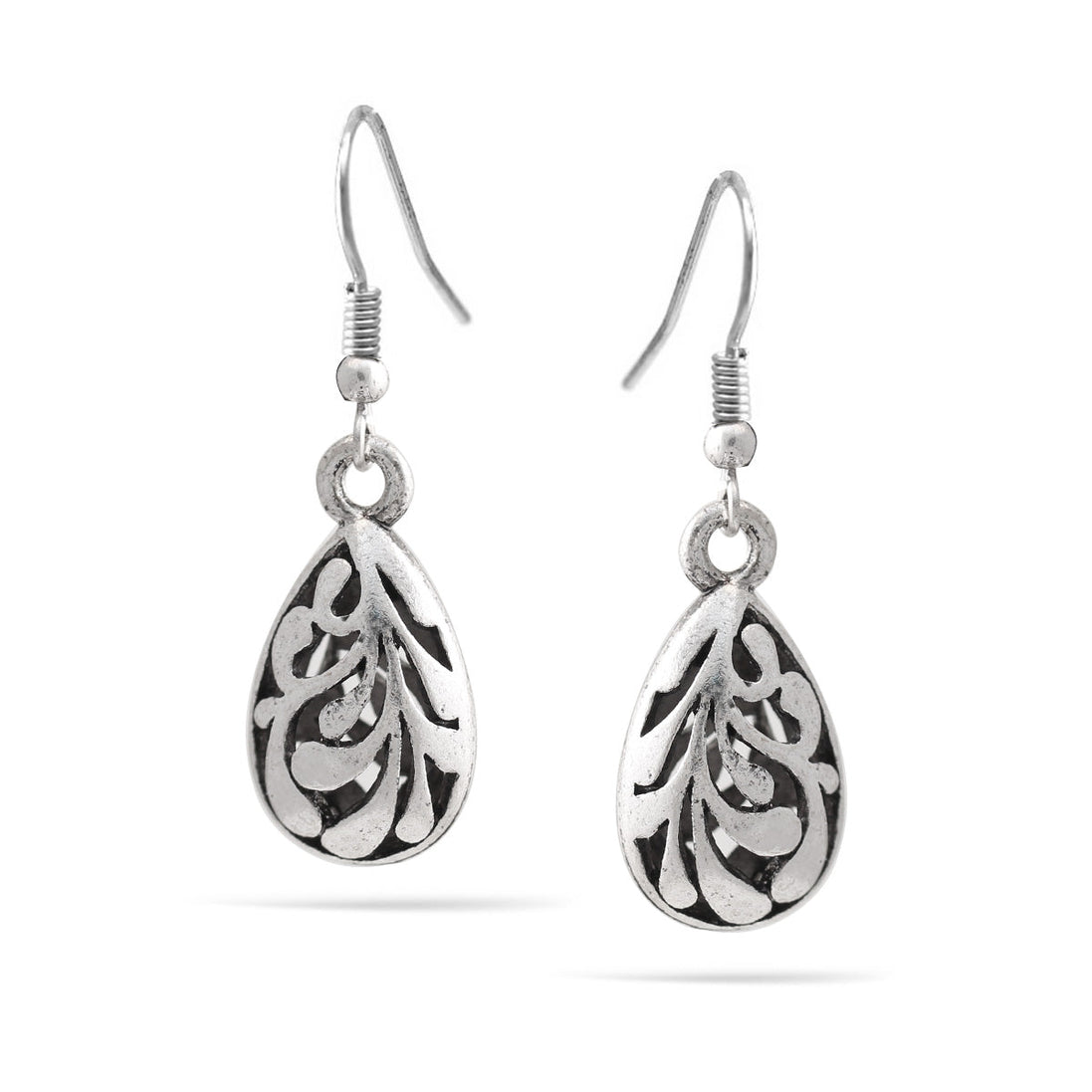 Silver Filigree Teardrop Dangle Earrings
