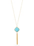 Gold Turquoise Pendant Adjustable Length Chain Tassel Necklace 