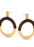Matte Gold And Wood Round Post Earrings