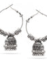 Oxidized Silver Dogra Jhumka Chandelier Hoop Earrings