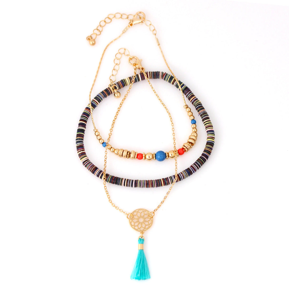 Gold Anklets 3 Pcs Set