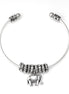 Silver Beads Elephant Charm Cuff Bracelet