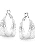 Rhodium Laser-Cut Flower Hoop Earrings