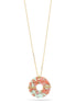 Green And Pink Acetate Resin Round Gold Pendant Adjustable Length Gold Chain Necklace