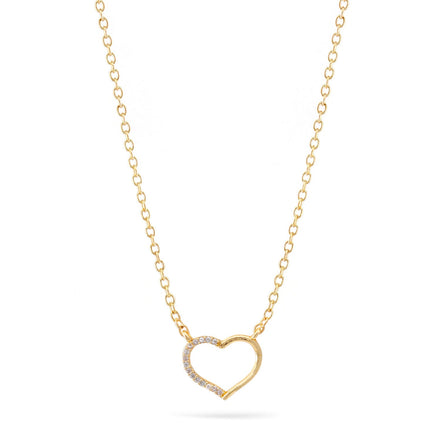 Gold Small Heart Crystal Pendant Adjustable Length Chain Necklace