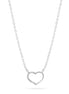 Silver Small Heart Crystal Pendant Adjustable Length Chain Necklace