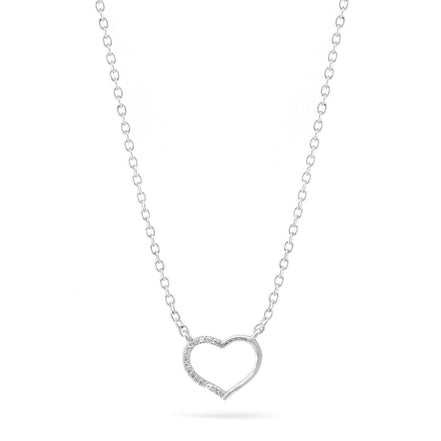 Silver Small Heart Crystal Pendant Adjustable Length Chain Necklace