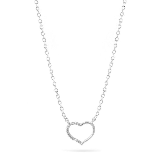 Silver Small Heart Crystal Pendant Adjustable Length Chain Necklace