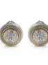 Premium Quality Two Tone Round Crystal Pave Post Earrings