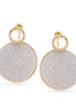 Gold Silver Sanded Round Crystal Post Earrings