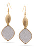 Gold Silver Sanded Marquise Drop Earrings