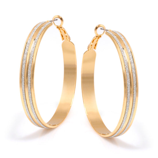 Gold Silver Sanded Glitter Hoop Earrings