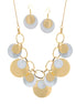 Gold Silver Sanded Adjustable Length Chain Necklace And Earrings Set
