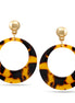 Tortoise Shell Acetate Resin Round Gold Post Earrings