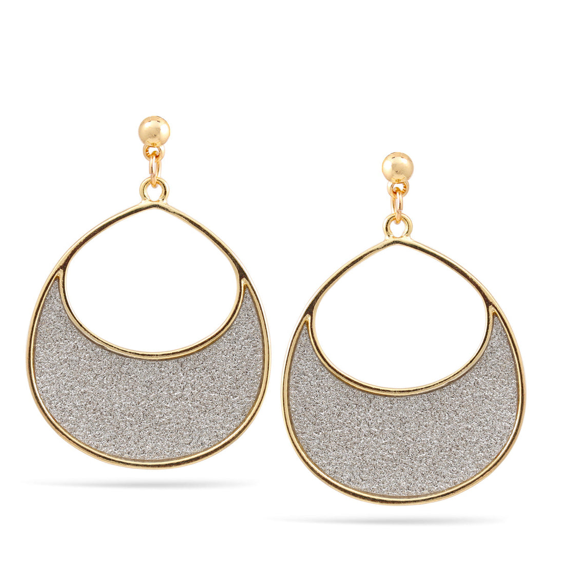 Gold Silver Sanded Teardrop Post Earrings