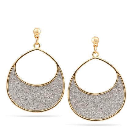 Gold Silver Sanded Teardrop Post Earrings