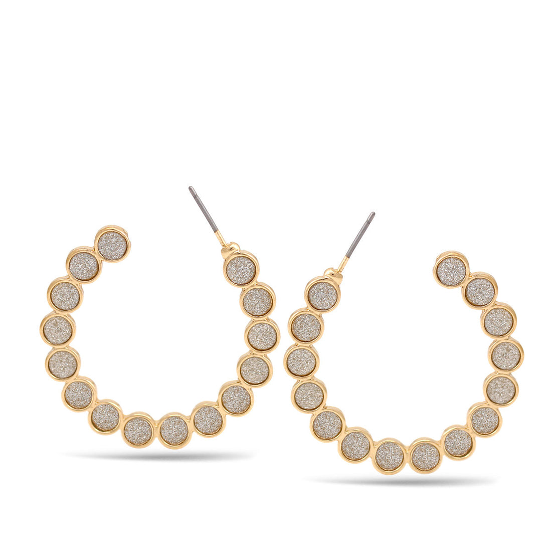 Gold Silver Sanded Round Post Earrings