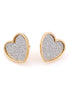 Gold Heart Silver Sanded Post Earrings