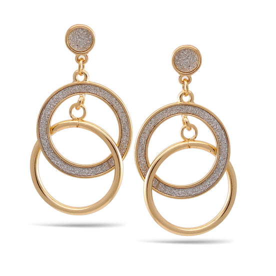 Gold Silver Sanded Round Interlock Post Earrings