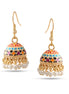 Gold Multicolor Dogra Jhumka Chandelier Post Earrings